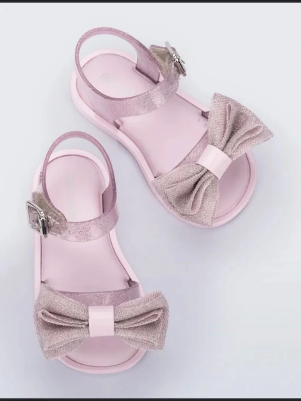 Kids Sparkle Bow Sandals in Light Pink